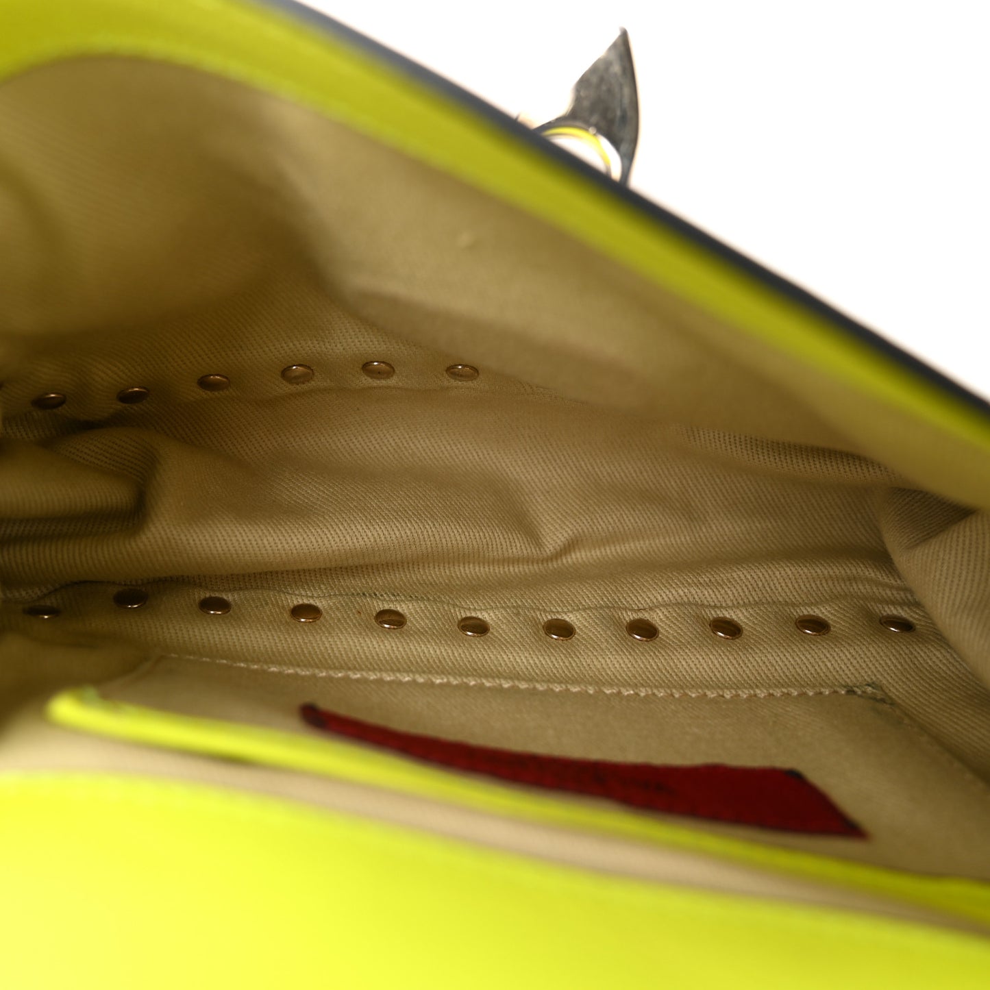 Vitello Mini Rockstud Flip Lock Crossbody Bag Yellow Fluo