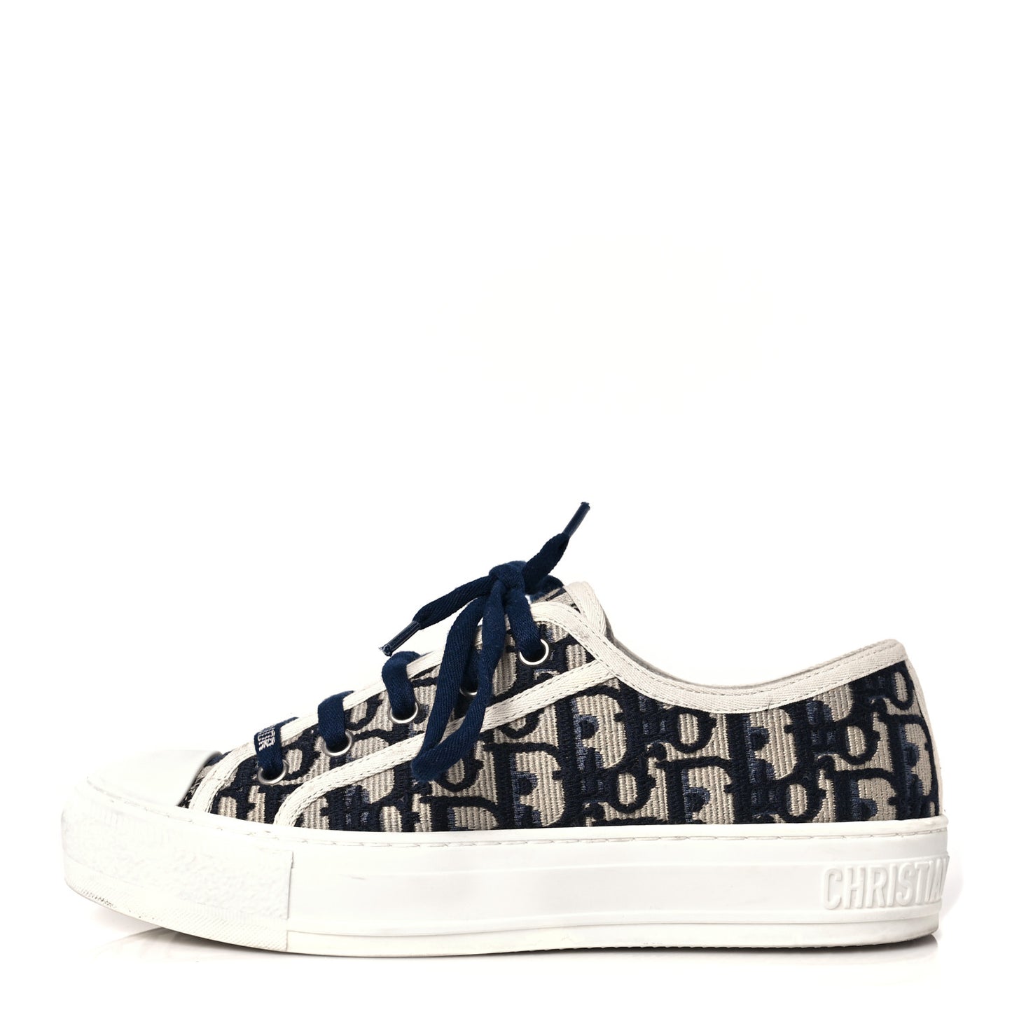 Canvas Oblique Walk'N'Dior Low Top Sneakers 36 Deep Blue