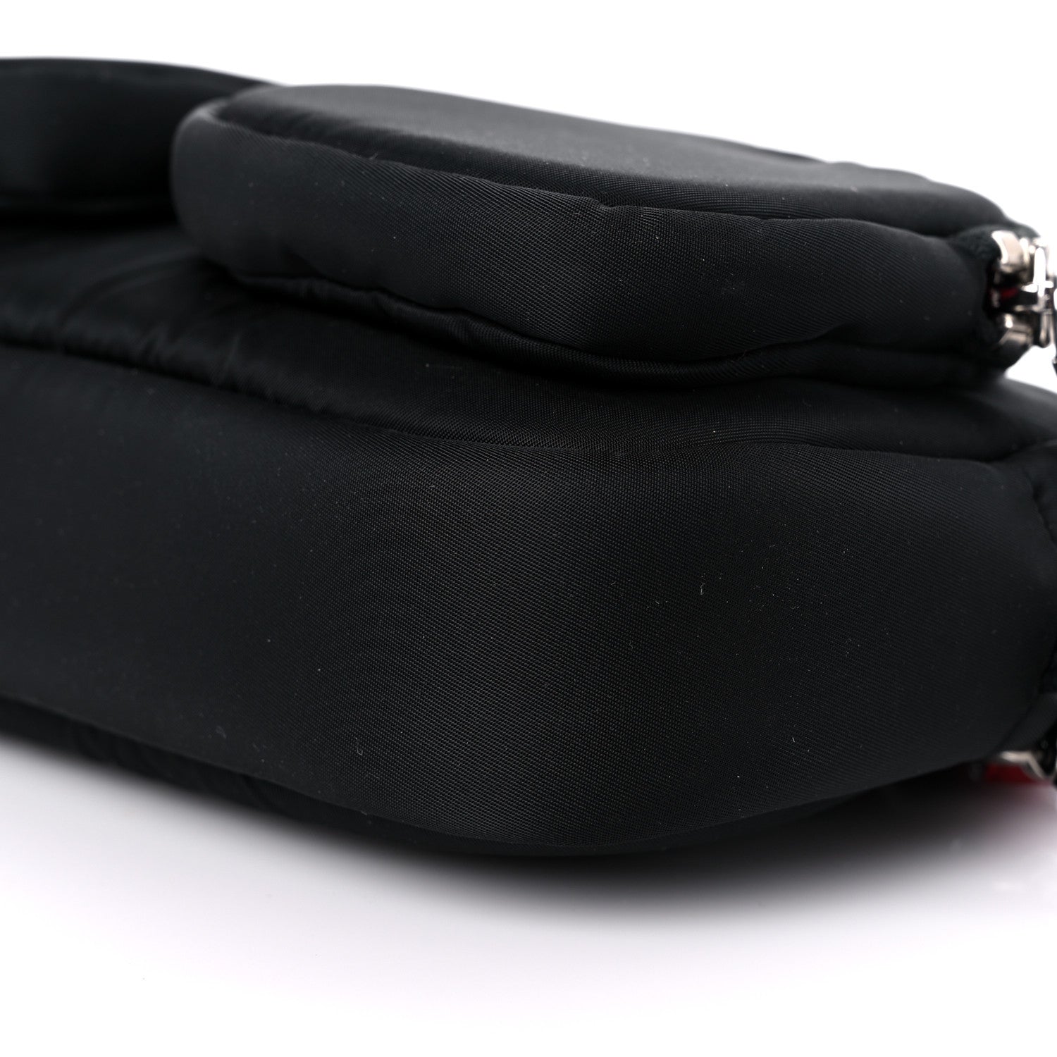 Prada Tessuto Nylon Double Pocket Wristlet Pouch Black Fuoco 7 of 7
