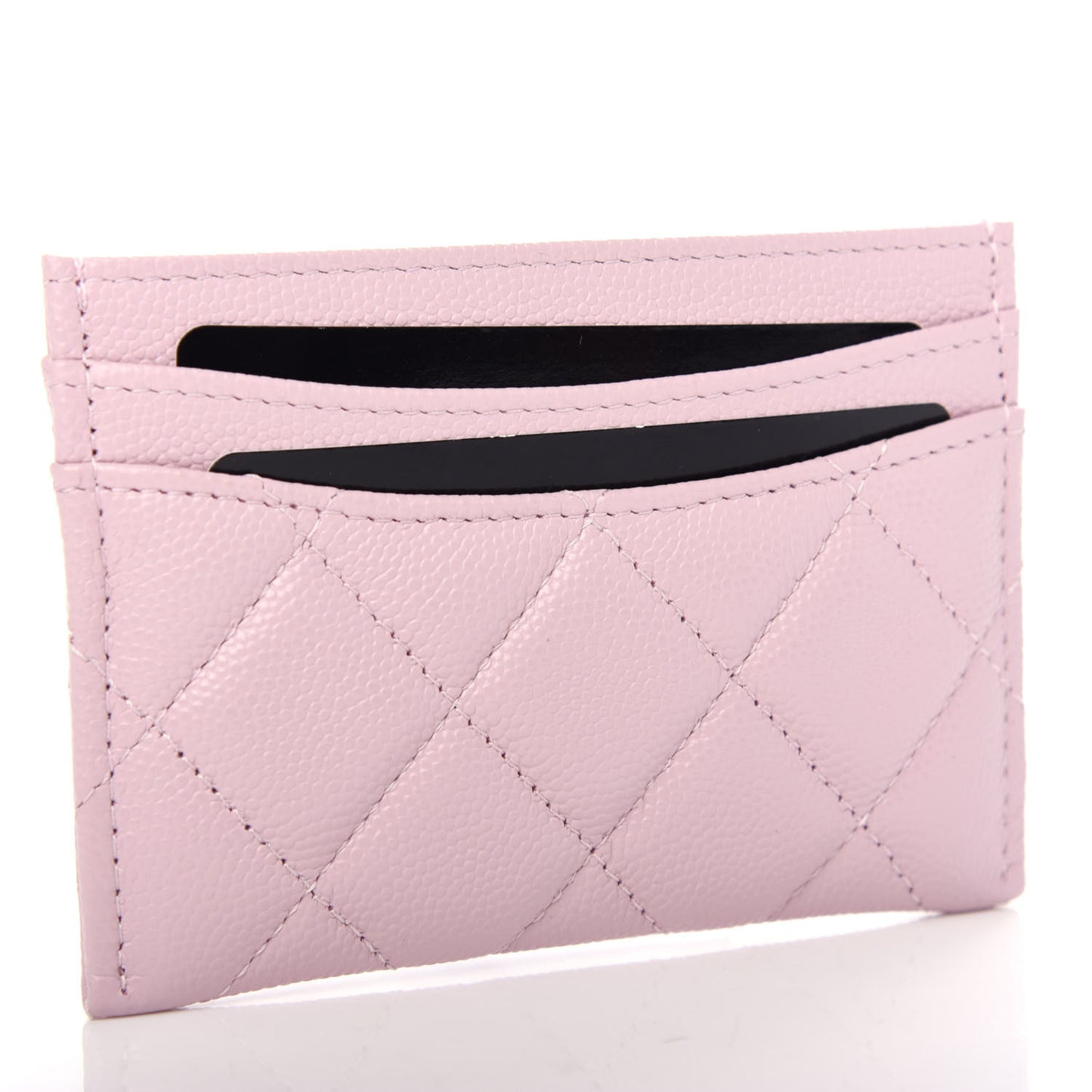 Caviar Quilted Card Holder Light Pink