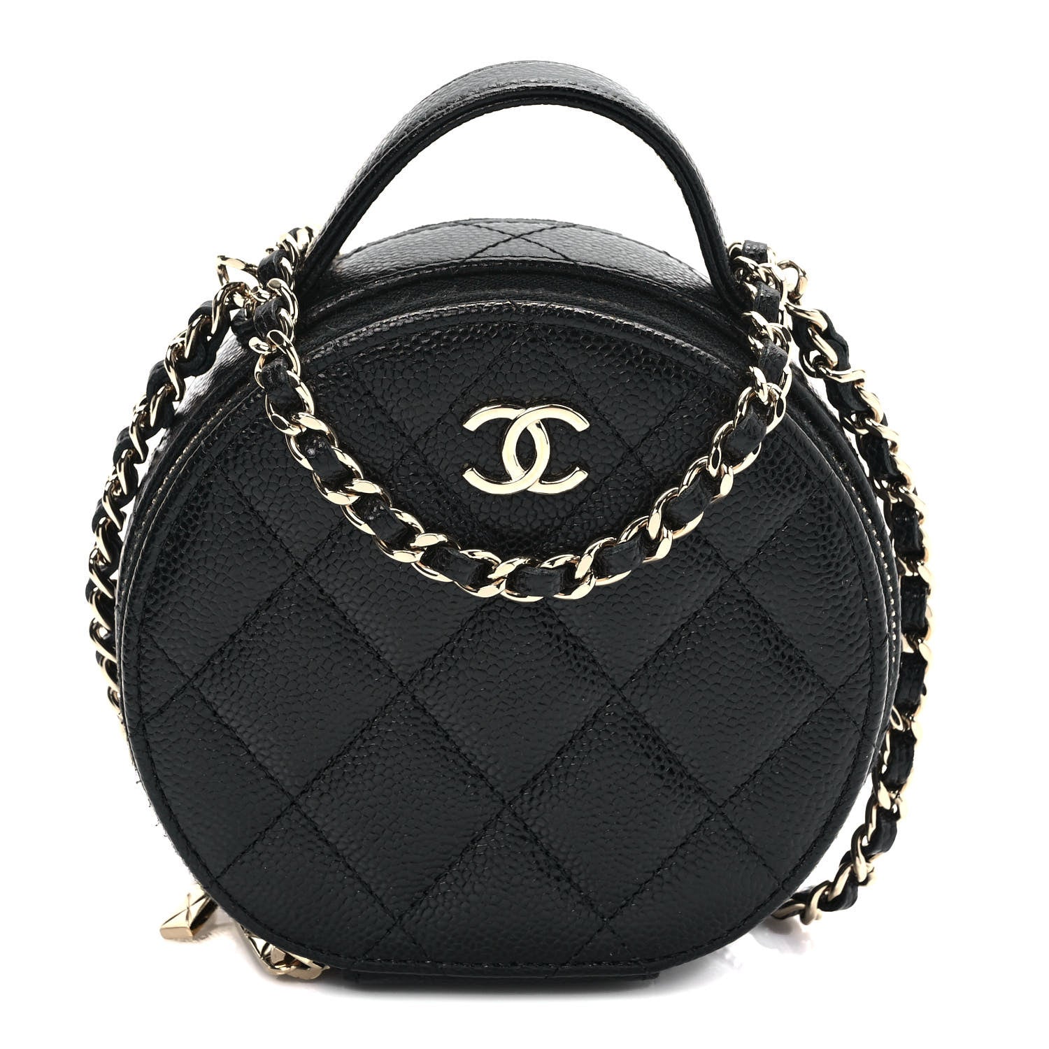 Chanel Caviar Quilted Round Handle With Care Vanity With Chain Black 1 of 10