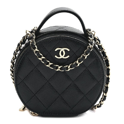 Chanel Caviar Quilted Round Handle With Care Vanity With Chain Black 1 of 10