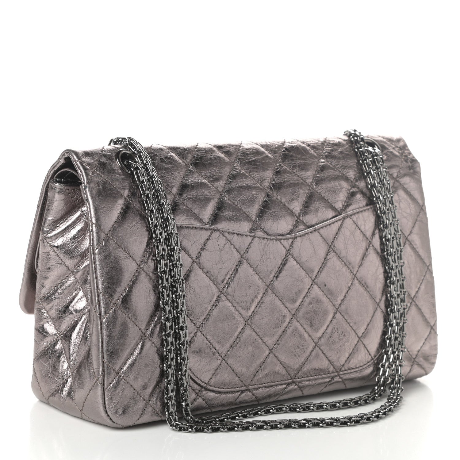 Chanel Metallic Aged Calfskin Quilted 2.55 Reissue 227 Flap Dark Silver 3 of 9