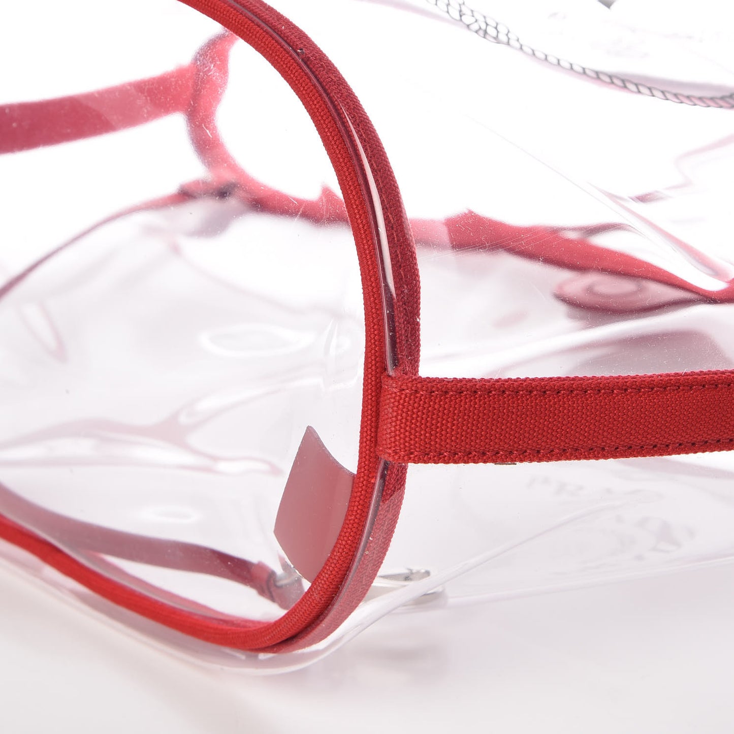 Plexiglass Calfskin Small Shopper Tote Rosso