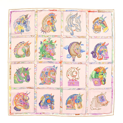 Hermes Silk Chevaloscope Scarf 90 Rose Nacre Vert Multicolor 1 of 6