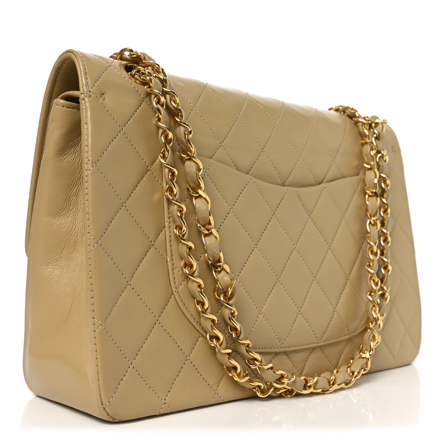 Chanel Lambskin Quilted Medium Double Flap Beige 1861744