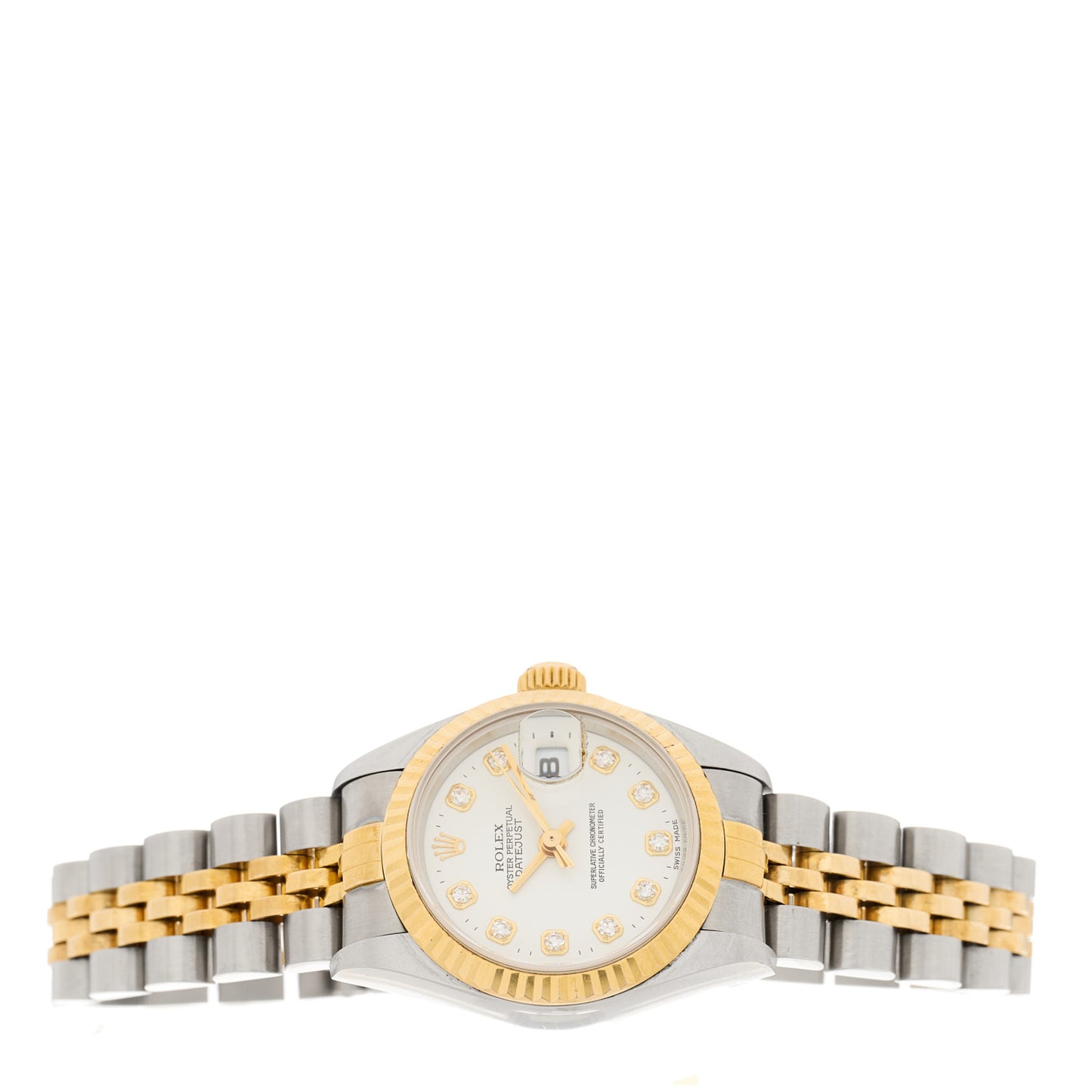 Stainless Steel 18K Yellow Gold Diamond 26mm Oyster Perpetual Datejust Watch Silver 69173