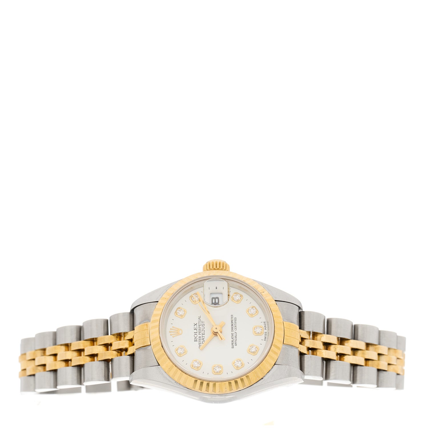 Rolex Stainless Steel 18K Yellow Gold Diamond 26mm Oyster Perpetual Datejust Watch Silver 69173 2 of 4