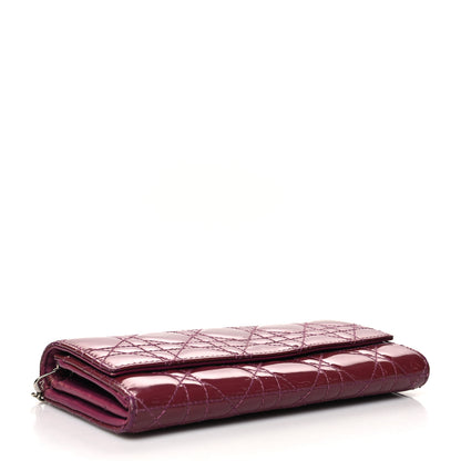 Christian Dior Patent Cannage Lady Dior Rendezvous Wallet On Chain Fuchsia 4 of 15
