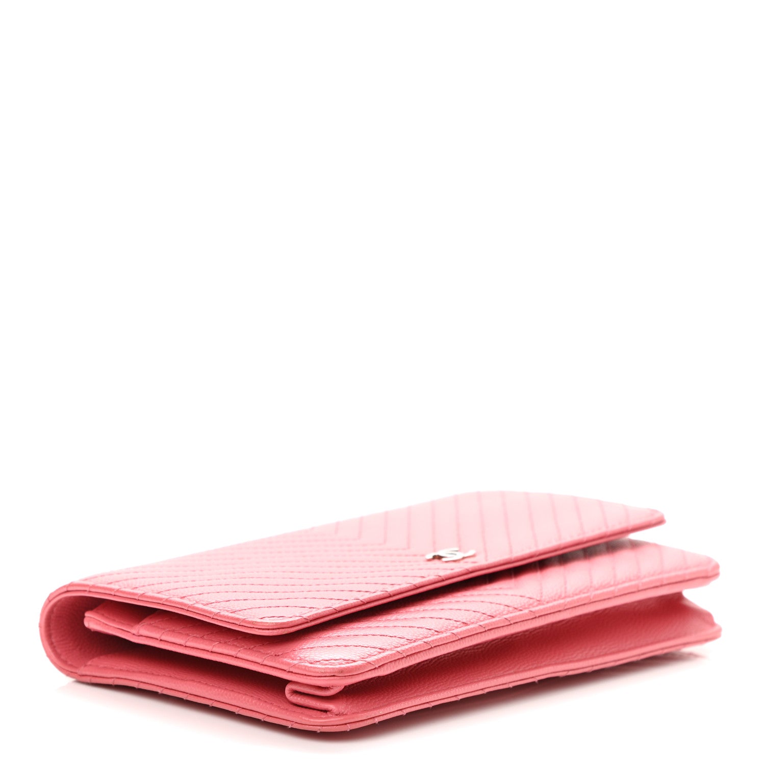 Chanel Caviar Chevron Quilted Wallet On Chain WOC Pink 3 of 14