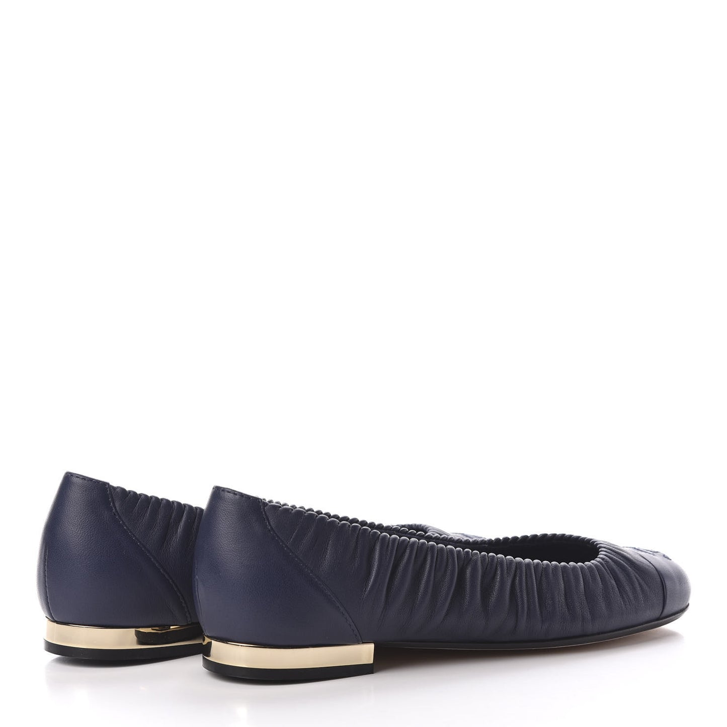 Lambskin CC Cap Toe Ballerina Flats 36 Navy