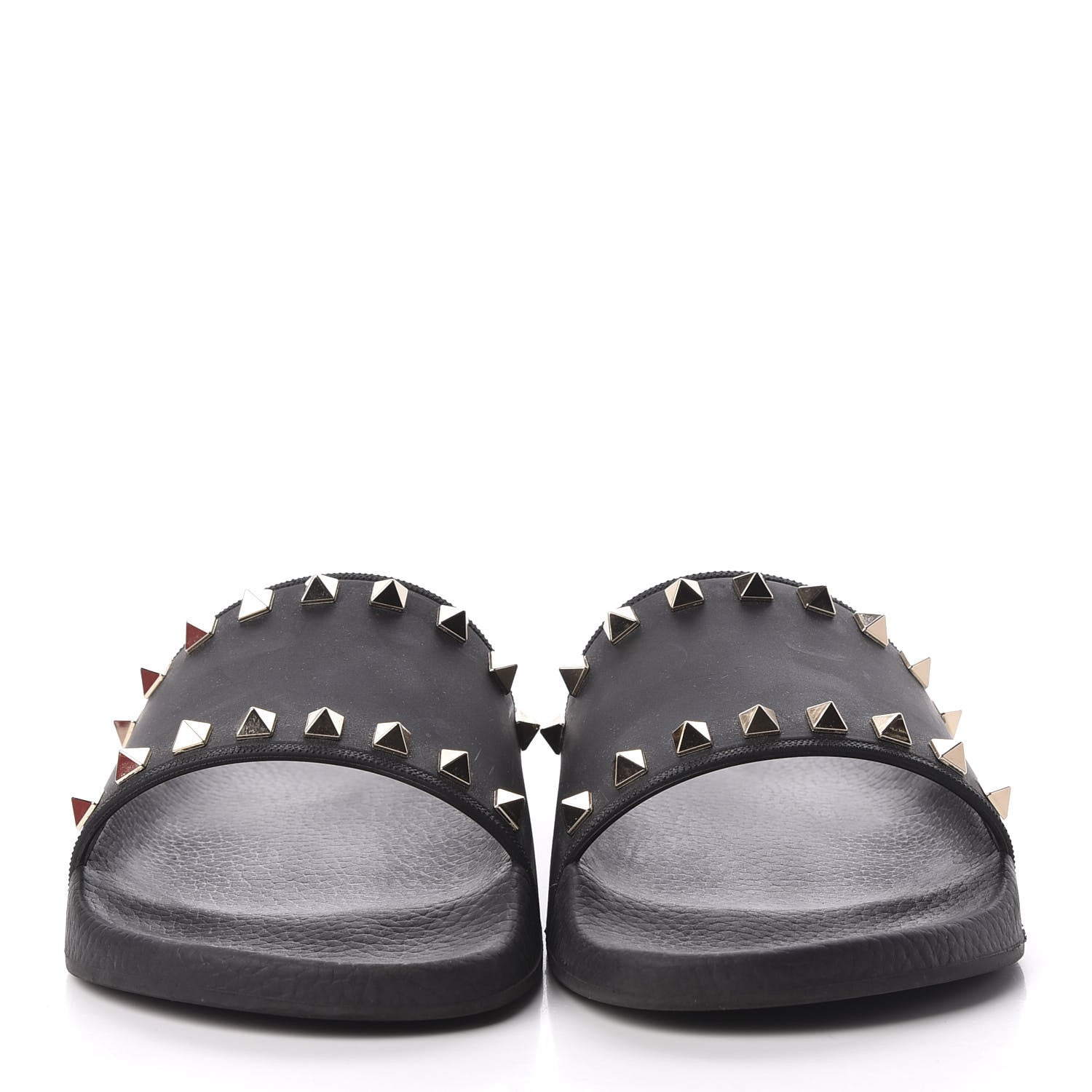 Valentino Garavani Rubber Rockstud Slide Sandals 40 Black 3 of 8