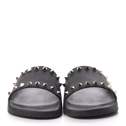 Valentino Garavani Rubber Rockstud Slide Sandals 40 Black 3 of 8