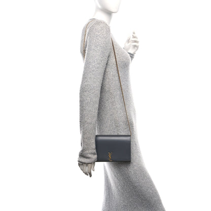Saint Laurent Glossy Calfskin Monogram Chain Wallet Storm 2 of 12