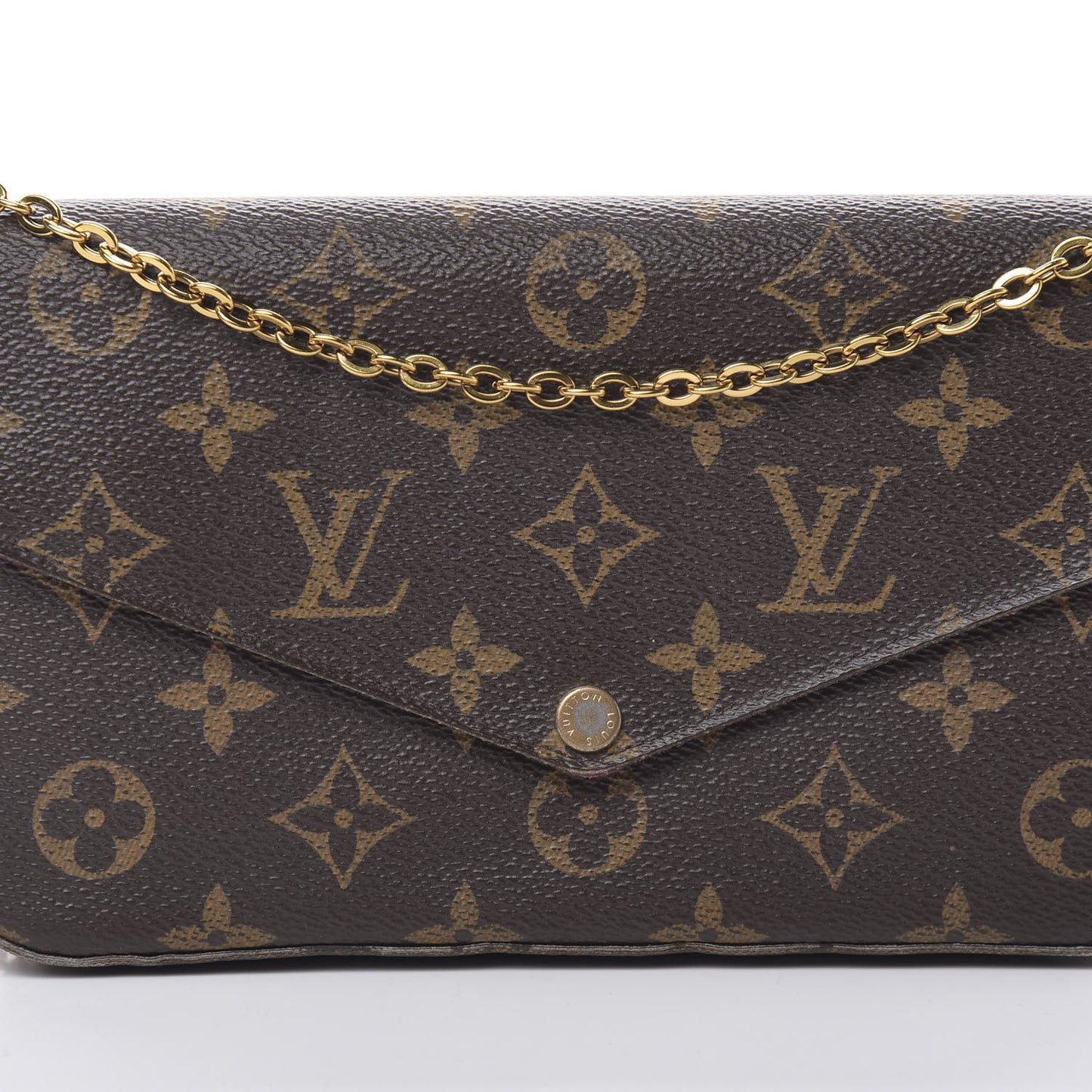 Monogram Pochette Felicie Chain Wallet Fuchsia