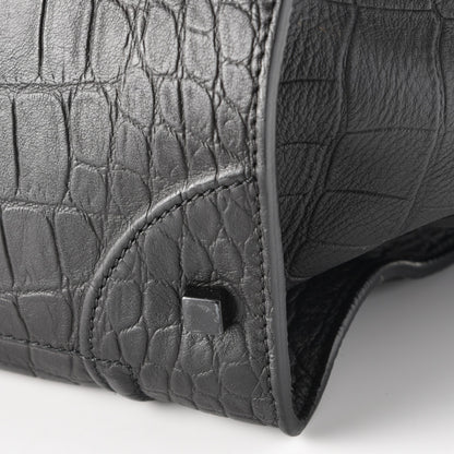 Celine Crocodile Embossed Calfskin Large Phantom Luggage Black 14 of 14