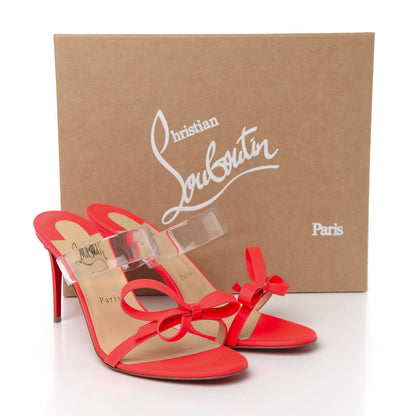 Christian Louboutin Matt Patent PVC Just Nodo 85 Slide Sandals 41 Fluo 8 of 8