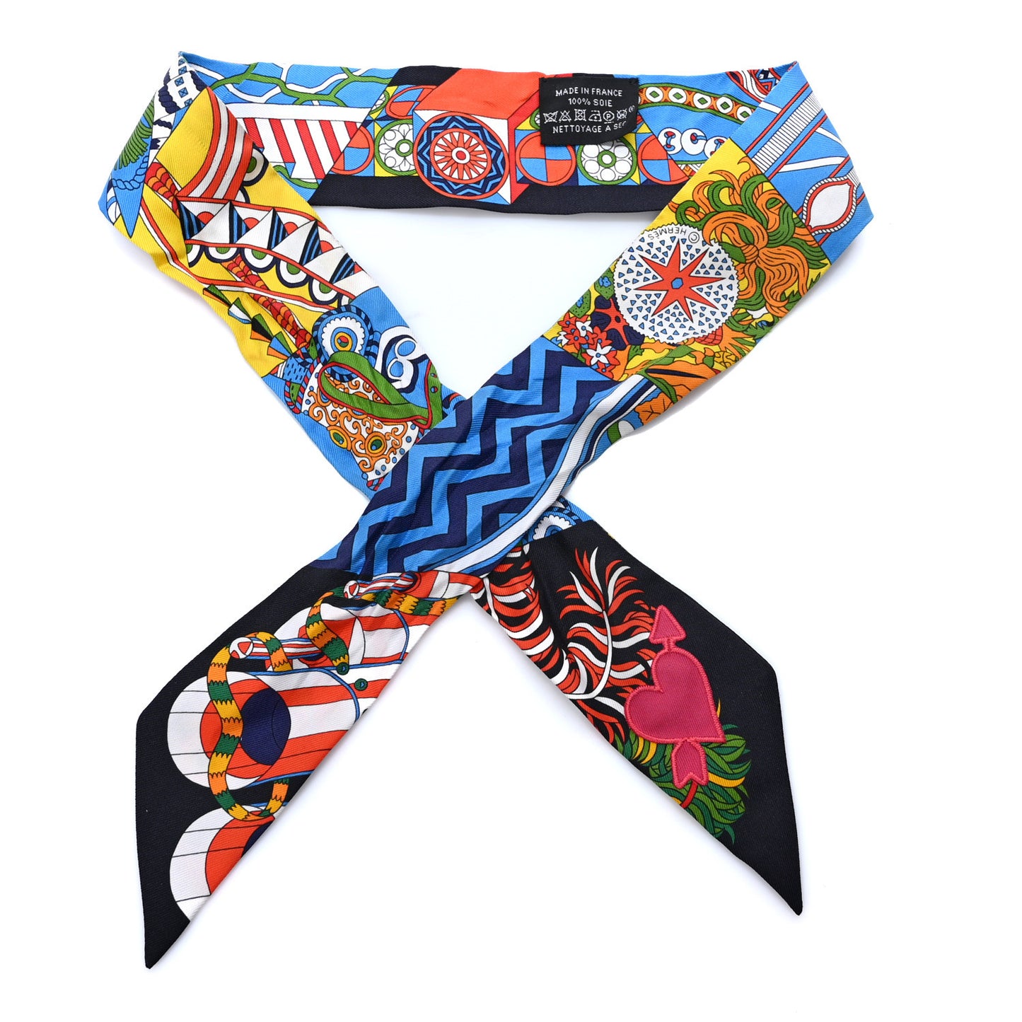 Silk De l'Ombrelle Aux Duels Sticker Twilly Black Bleu Jaune Vif