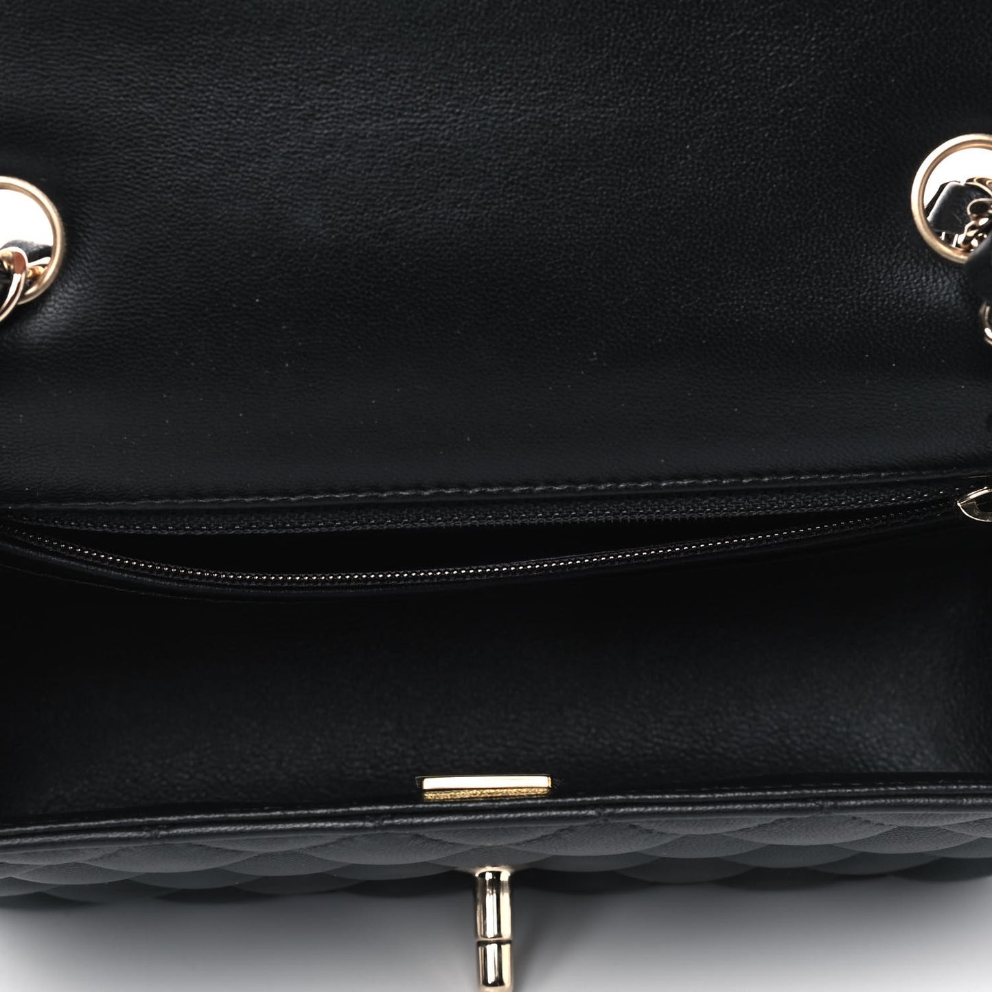Lambskin Quilted Mini Rectangular Flap Black