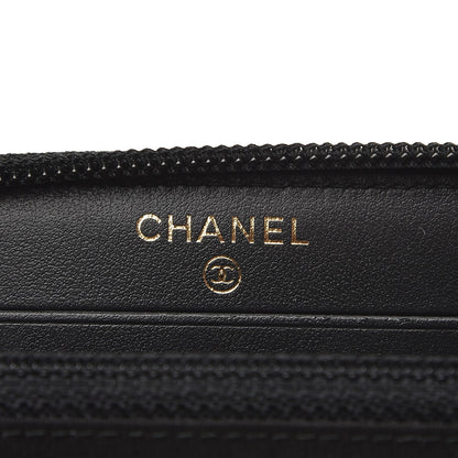 Chanel Caviar Quilted Boy Small Zip Around Wallet Black 6 of 9