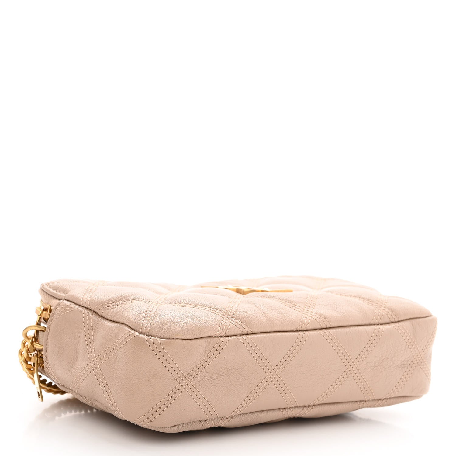 Saint Laurent Grained Lambskin Quilted Mini Becky Double Zip Bag Natural Tan 4 of 11