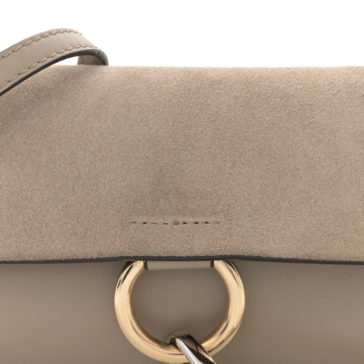 Suede Calfskin Mini Faye Shoulder Bag Motty Grey