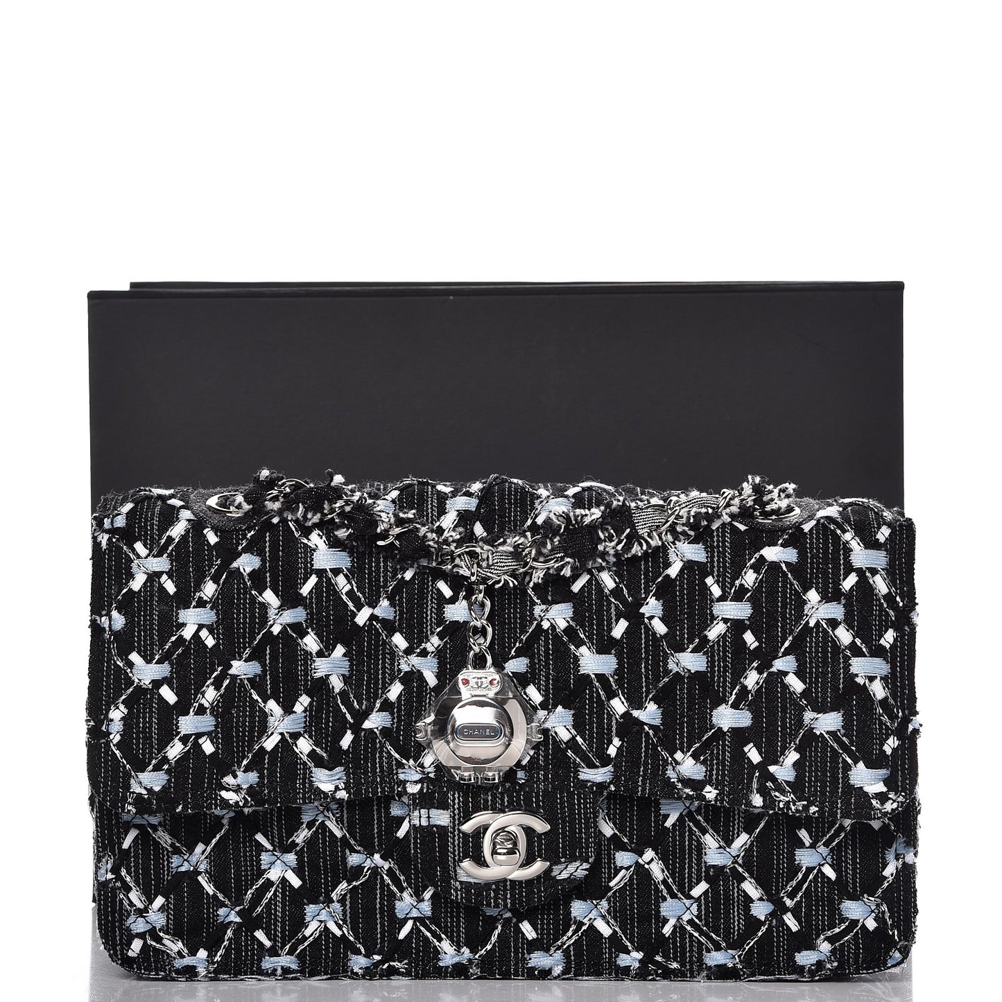 Denim Woven Medium Flap Light Blue