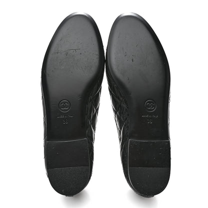 Chanel Aged Calfskin Quilted CC Cap Toe Ballerina Flats 36 Black 5 of 10