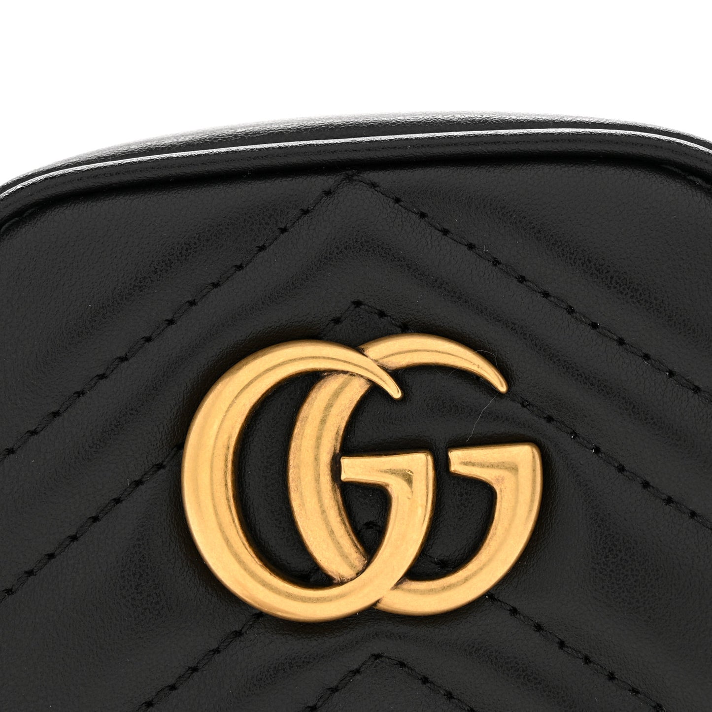 Calfskin Matelasse Mini GG Marmont Crossbody Bag Black