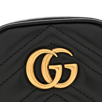 Gucci Calfskin Matelasse Mini GG Marmont Crossbody Bag Black 12 of 13