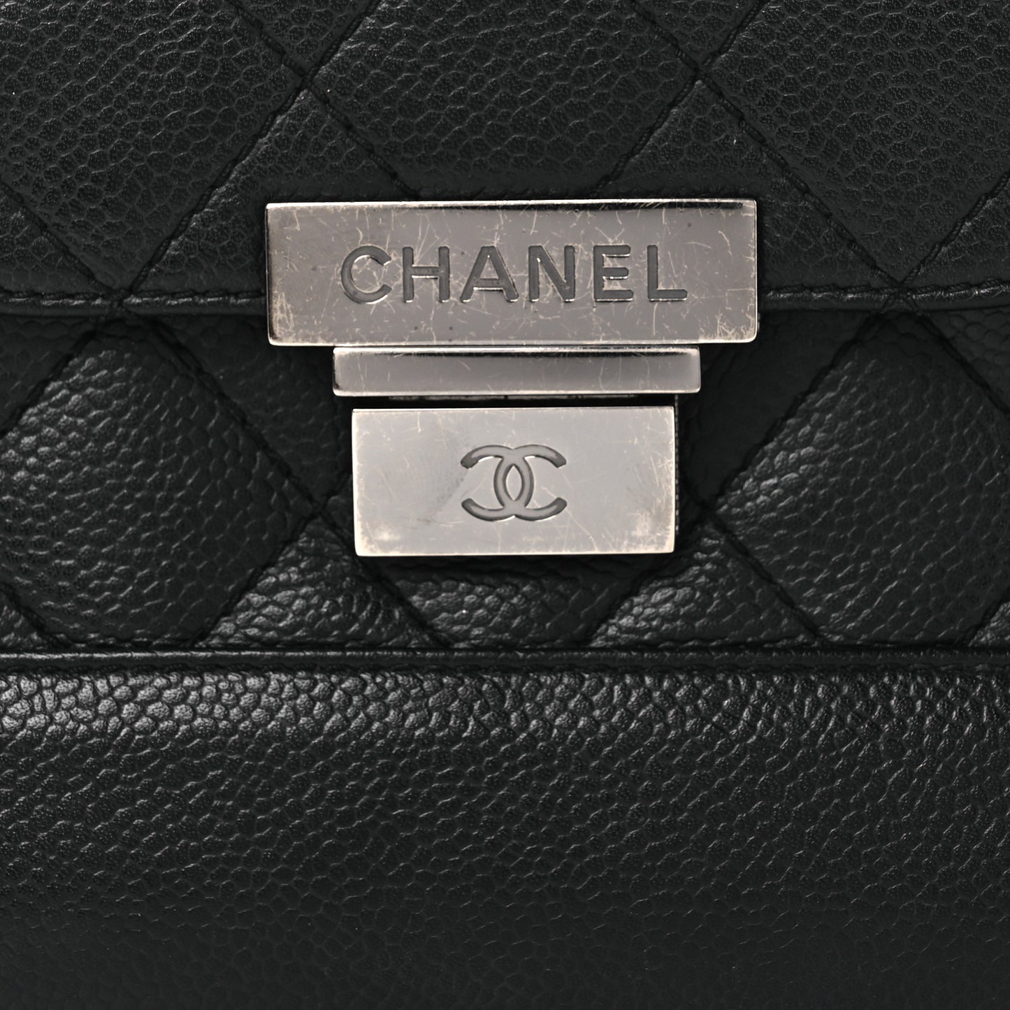 Caviar Quilted Mini Accordion Flap Black