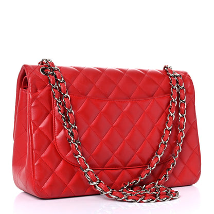 Chanel Lambskin Quilted Jumbo Double Flap Red 3 of 35