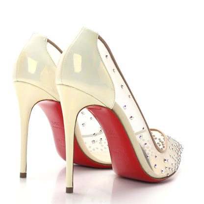 Christian Louboutin Metallic Nappa Crystal Strass Follies 100 Pumps 35.5 Ivory 4 of 8
