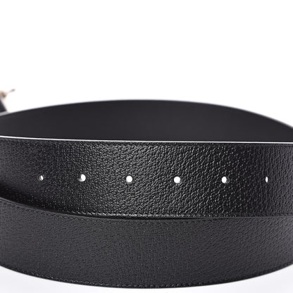 Gucci Textured Dollar Calfskin Nickel Double G 40mm Belt 95 38 Black 5 of 6