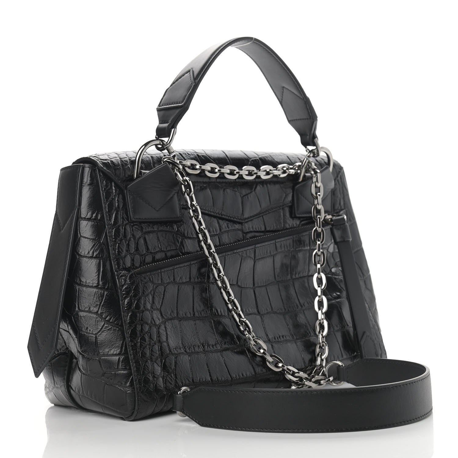 Givenchy Crocodile Embossed Calfskin Medium ID Flap Black 3 of 10