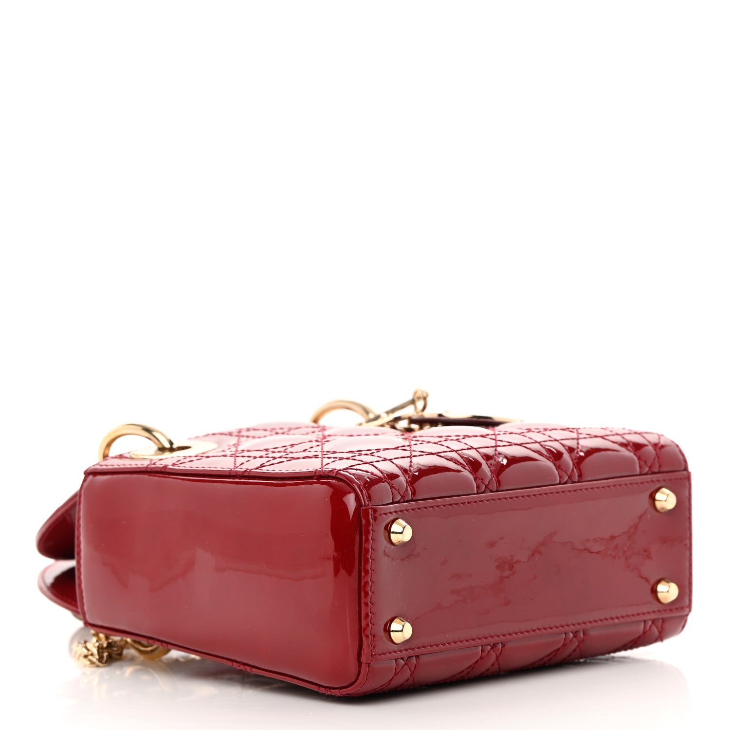 Christian Dior Patent Cannage Mini Lady Dior Red 4 of 12