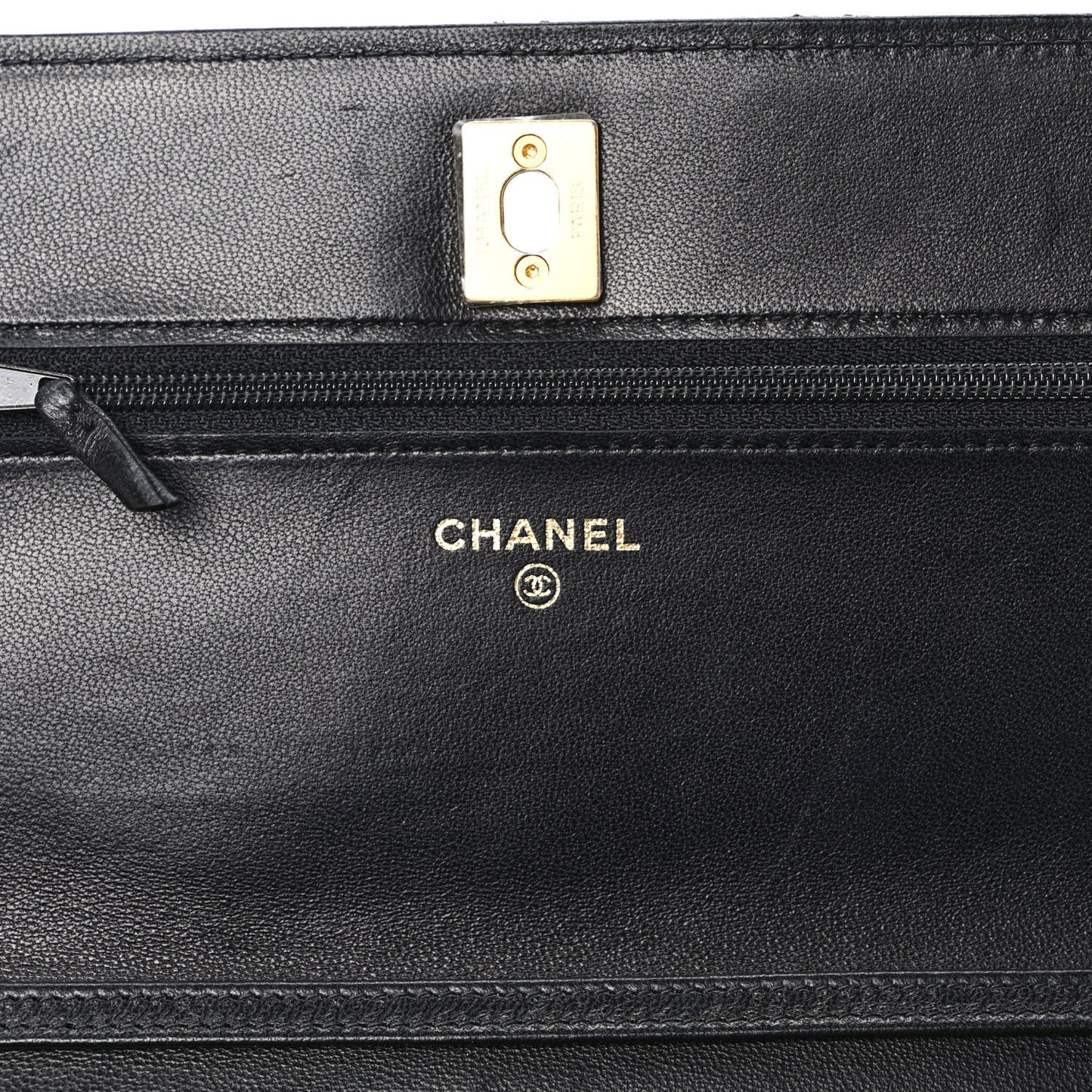 Lambskin Quilted Pearl Crush Wallet On Chain WOC Black