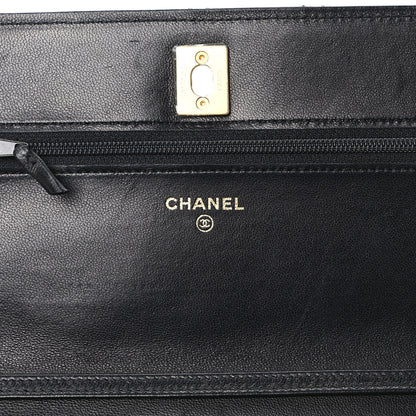 Chanel Lambskin Quilted Pearl Crush Wallet On Chain WOC Black 6 of 14