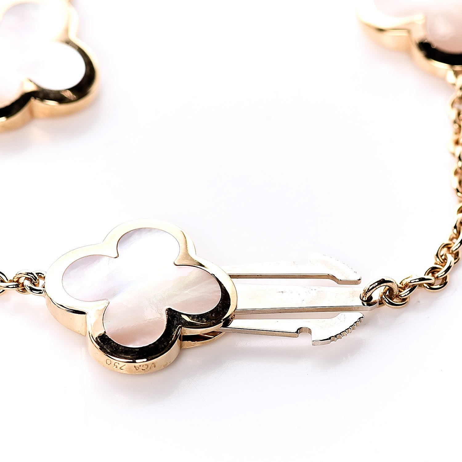 Van Cleef & Arpels 18K Yellow Gold Mother of Pearl 4 Motifs Pure Alhambra Bracelet 4 of 6