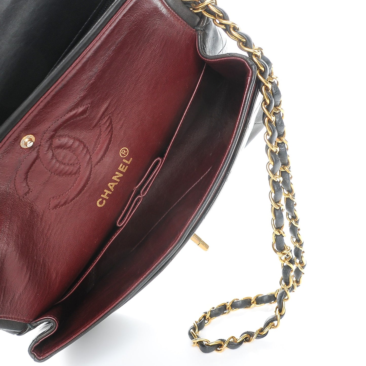 Lambskin Quilted Medium Double Flap Black