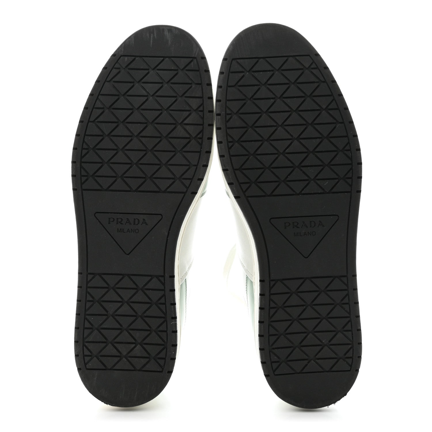 Prada Vitello Sport Spazzolato Rois Metal Triangle Logo Mens Downtown Low Top Sneakers 8.5 White Green 5 of 11