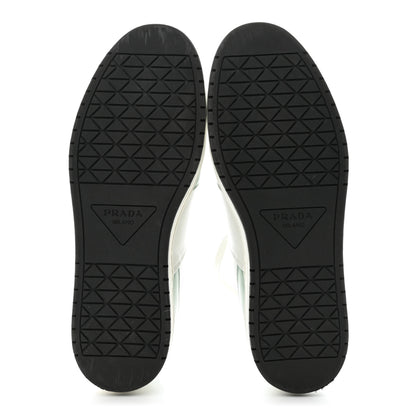Prada Vitello Sport Spazzolato Rois Metal Triangle Logo Mens Downtown Low Top Sneakers 8.5 White Green 5 of 11