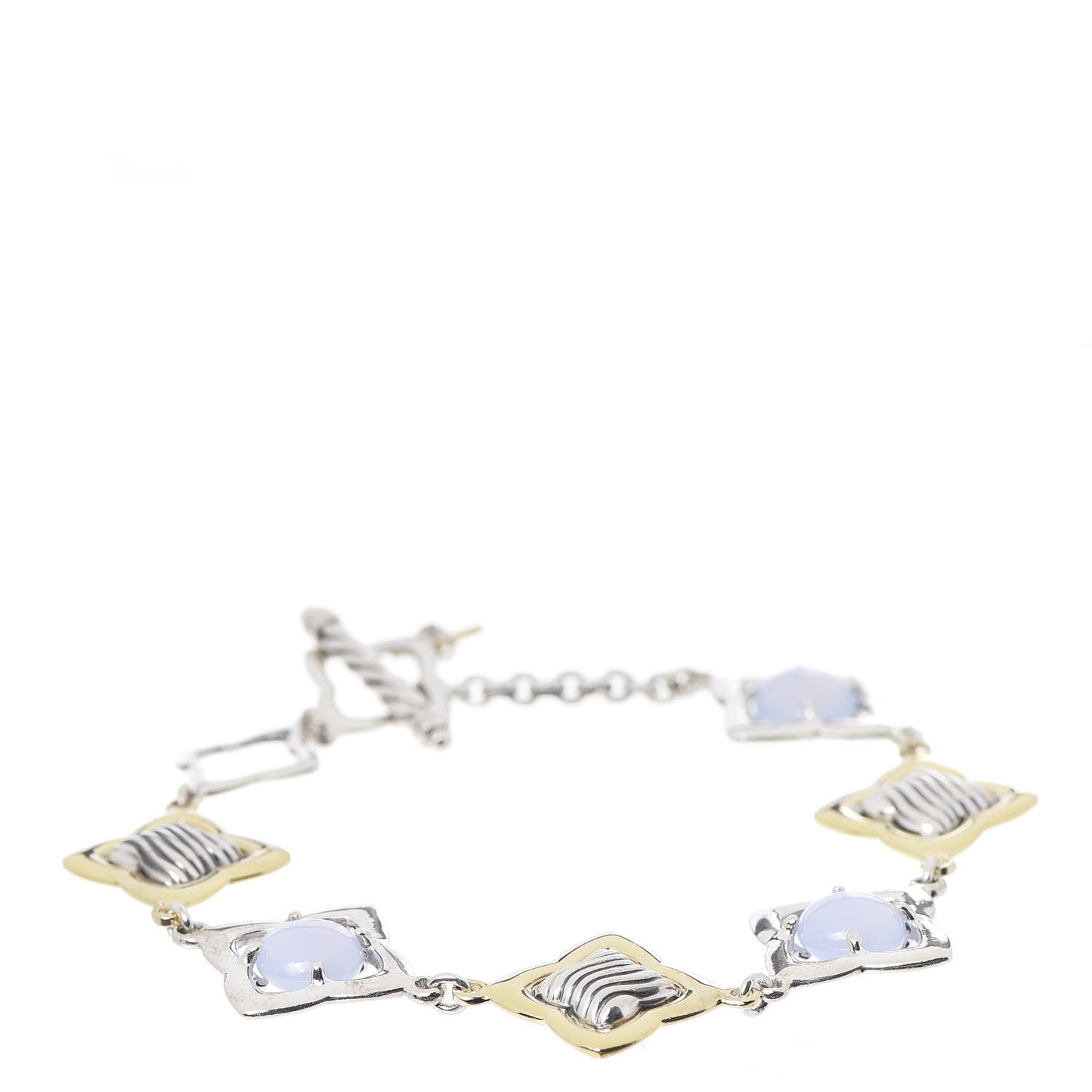 Sterling Silver 18K Yellow Gold Chalcedony Quatrefoil Bracelet