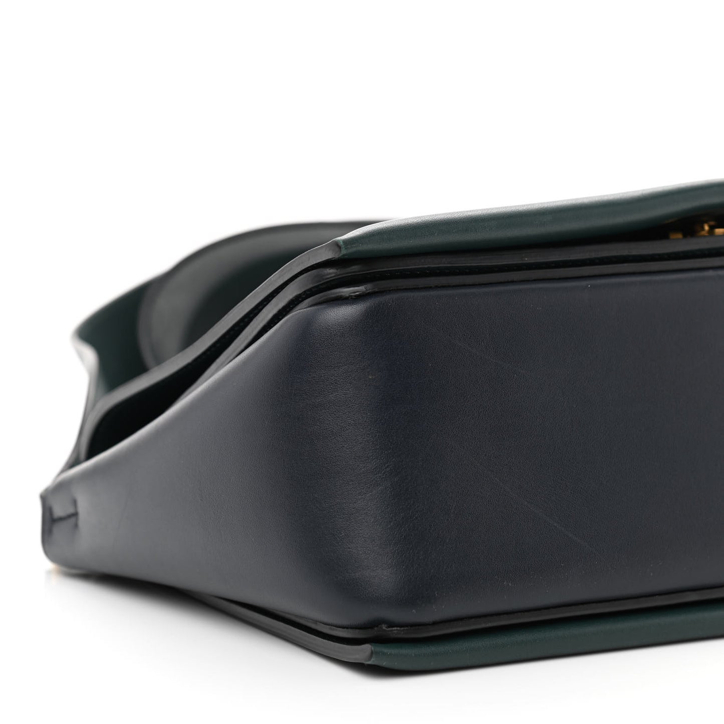 Shiny Smooth Calfskin Medium Frame Shoulder Bag Amazone Dark Navy