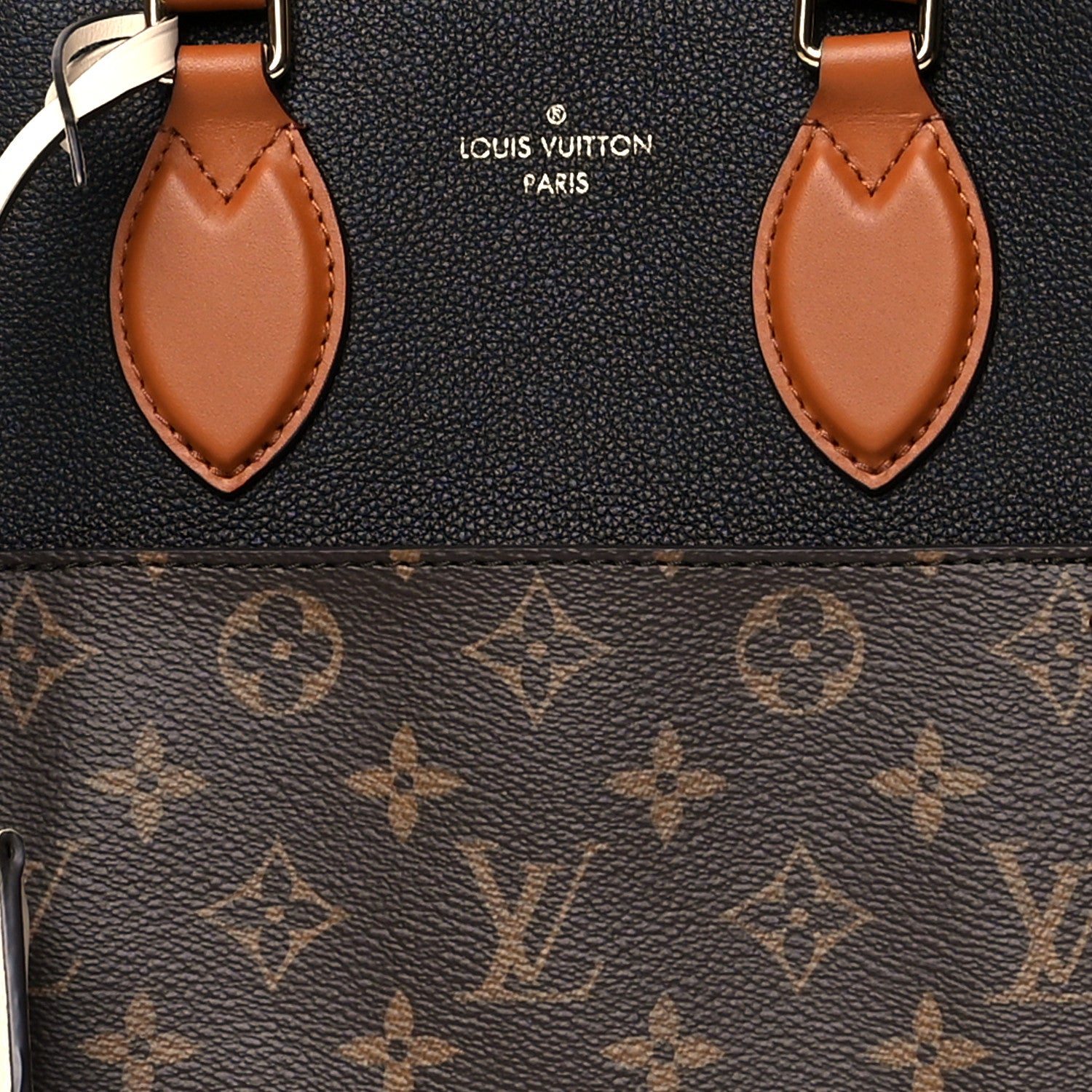 Louis Vuitton Calfskin Monogram Fold Tote MM Black Wine Cream 7 of 9