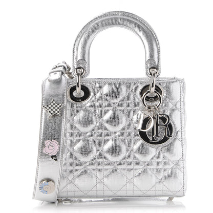 Christian Dior Metallic Grained Calfskin Cannage Small Lucky Badges My Lady Dior Silver 1 of 7