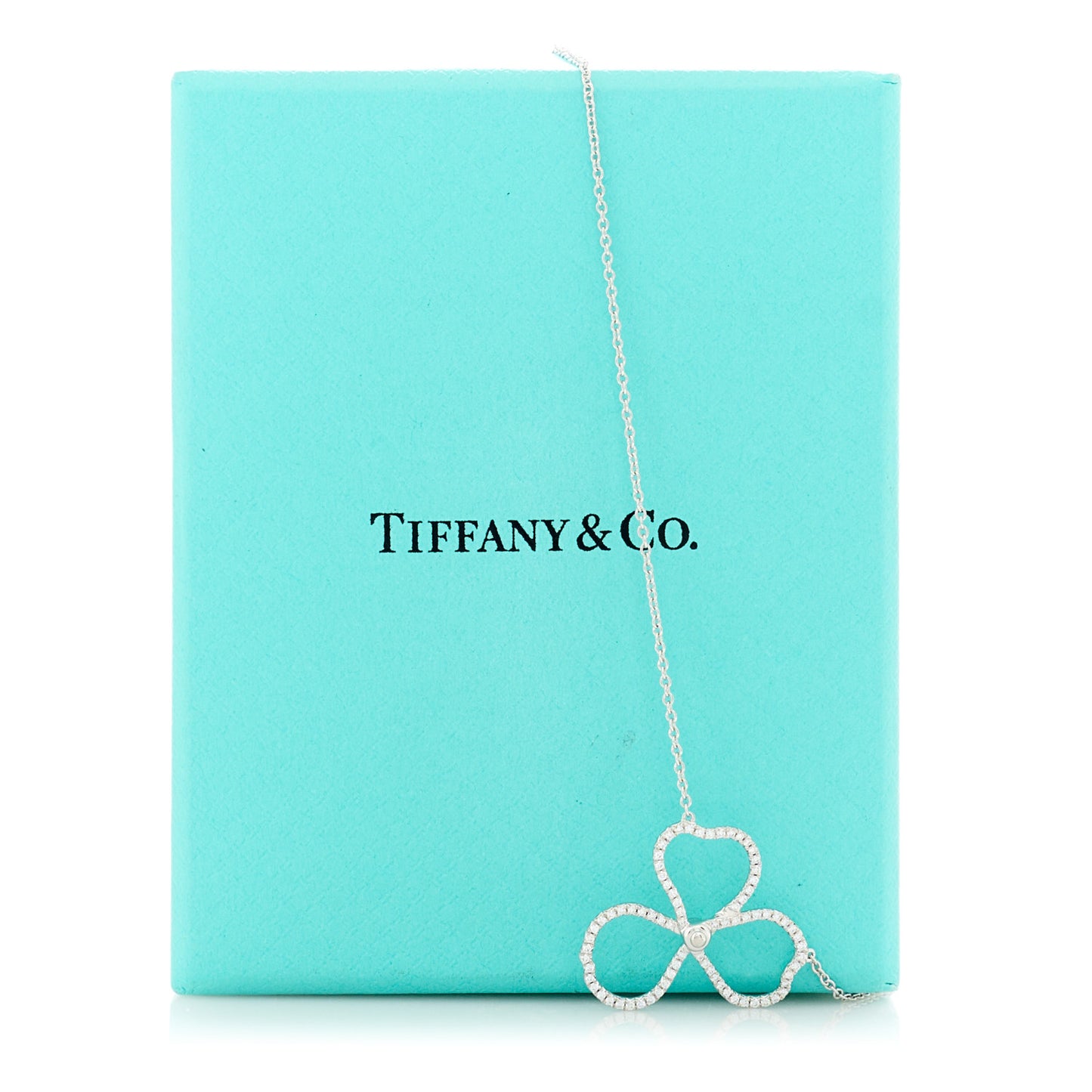 Platinum Diamond Large Paper Flowers Pendant Necklace