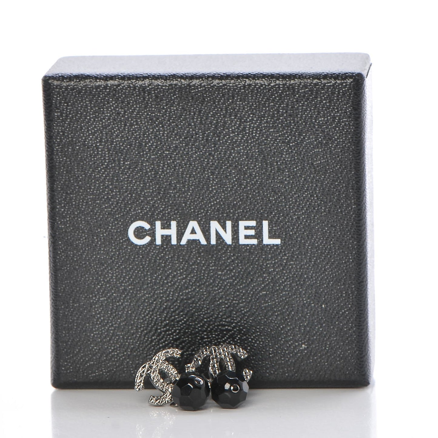 Ruthenium CC Bead Drop Earrings Black