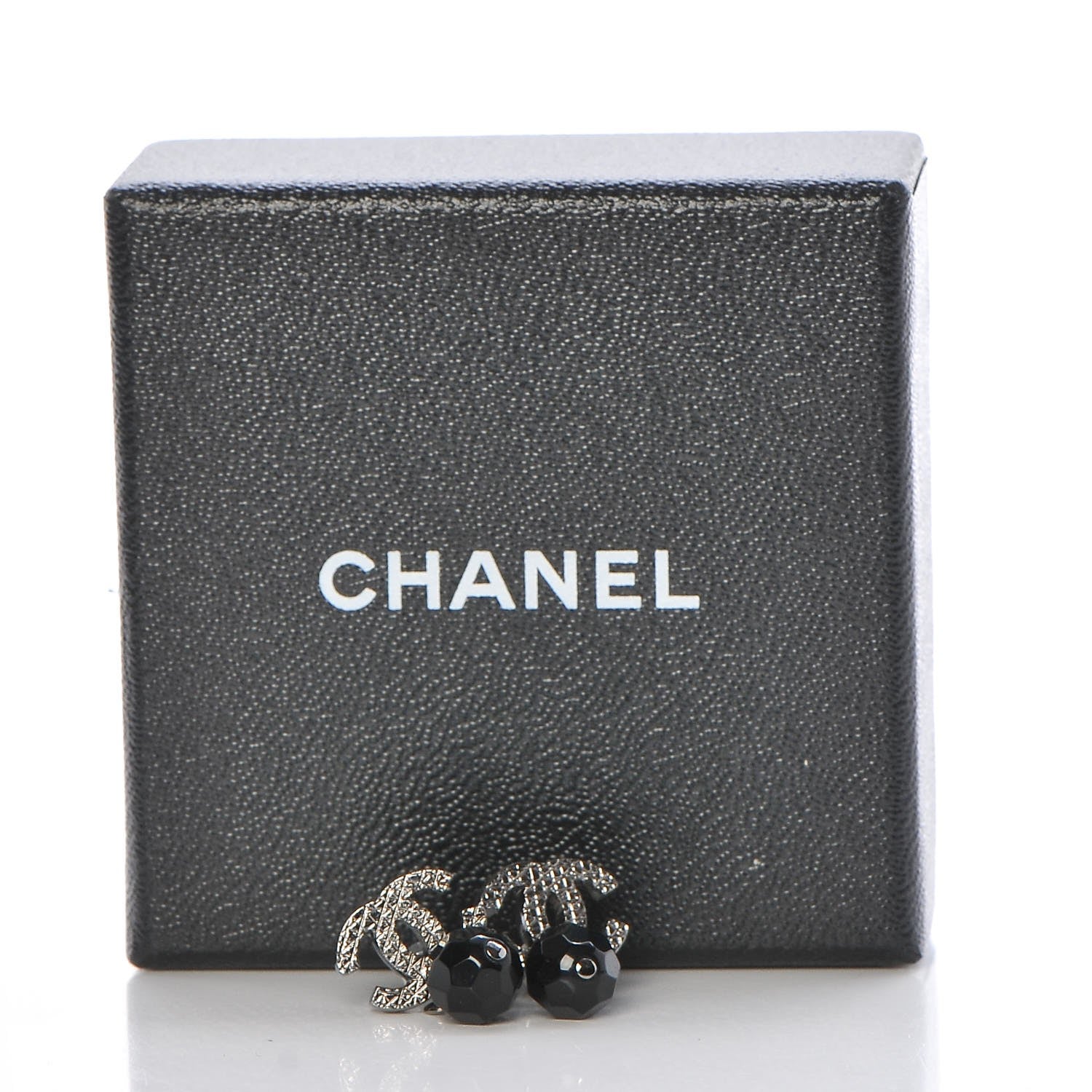 Chanel Ruthenium CC Bead Drop Earrings Black 6 of 6