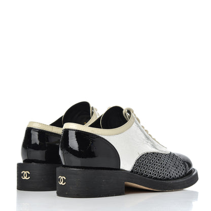 Chanel Metallic Crumpled Lambskin CC Lace Up Oxfords 36.5 4 of 20